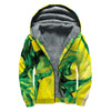 Yellow And Green Acid Melt Print Sherpa Lined Zip Up Hoodie