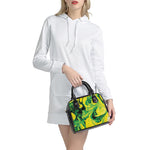 Yellow And Green Acid Melt Print Shoulder Handbag