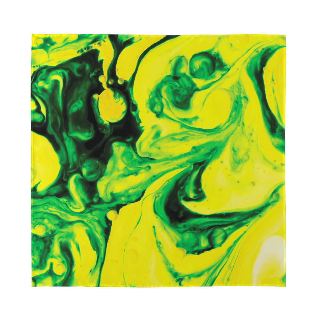 Yellow And Green Acid Melt Print Silk Bandana