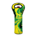 Yellow And Green Acid Melt Print Single Neoprene Wine Tote