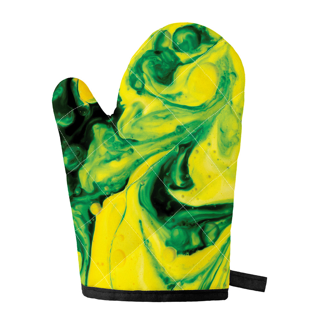Yellow And Green Acid Melt Print Single Oven Mitt