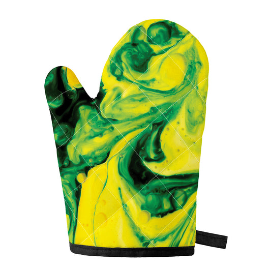 Yellow And Green Acid Melt Print Single Oven Mitt
