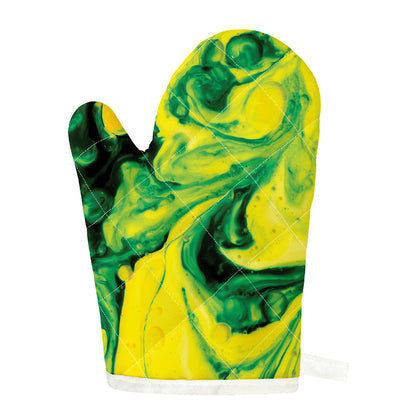 Yellow And Green Acid Melt Print Single Oven Mitt