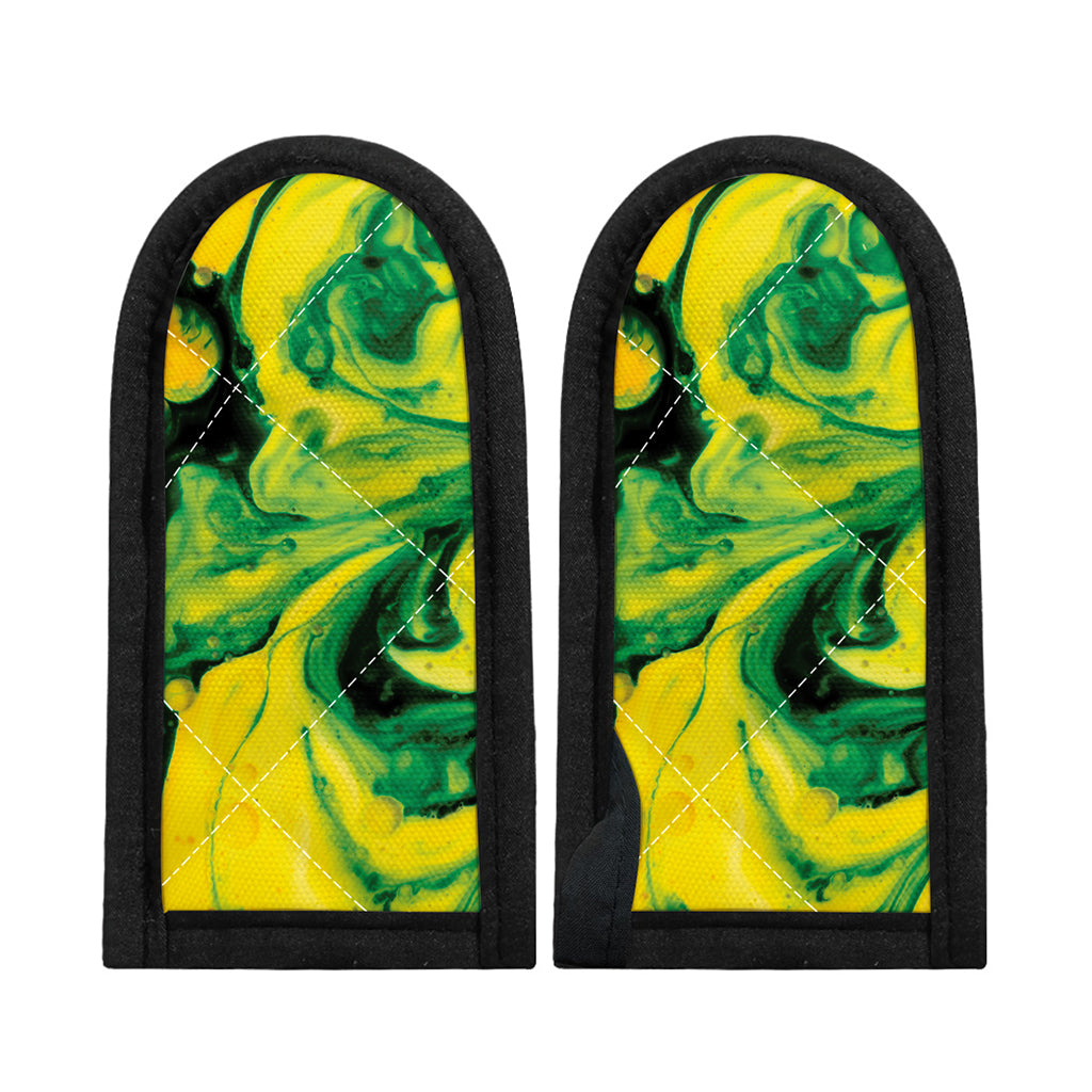 Yellow And Green Acid Melt Print Skillet Handle Cover