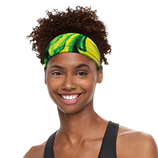 Yellow And Green Acid Melt Print Sports Headband