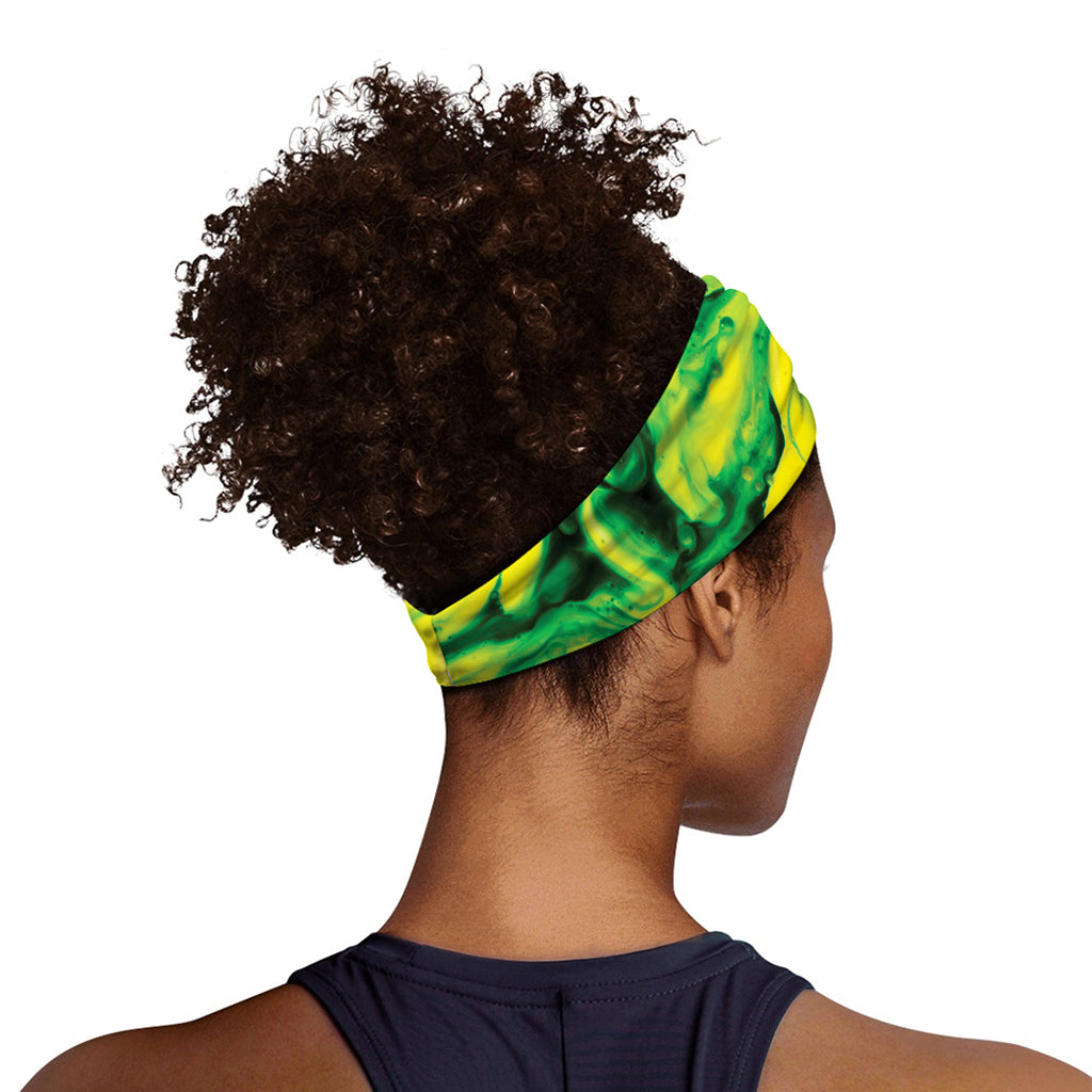 Yellow And Green Acid Melt Print Sports Headband