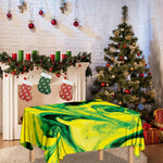 Yellow And Green Acid Melt Print Tablecloth