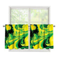 Yellow And Green Acid Melt Print Tier Curtains