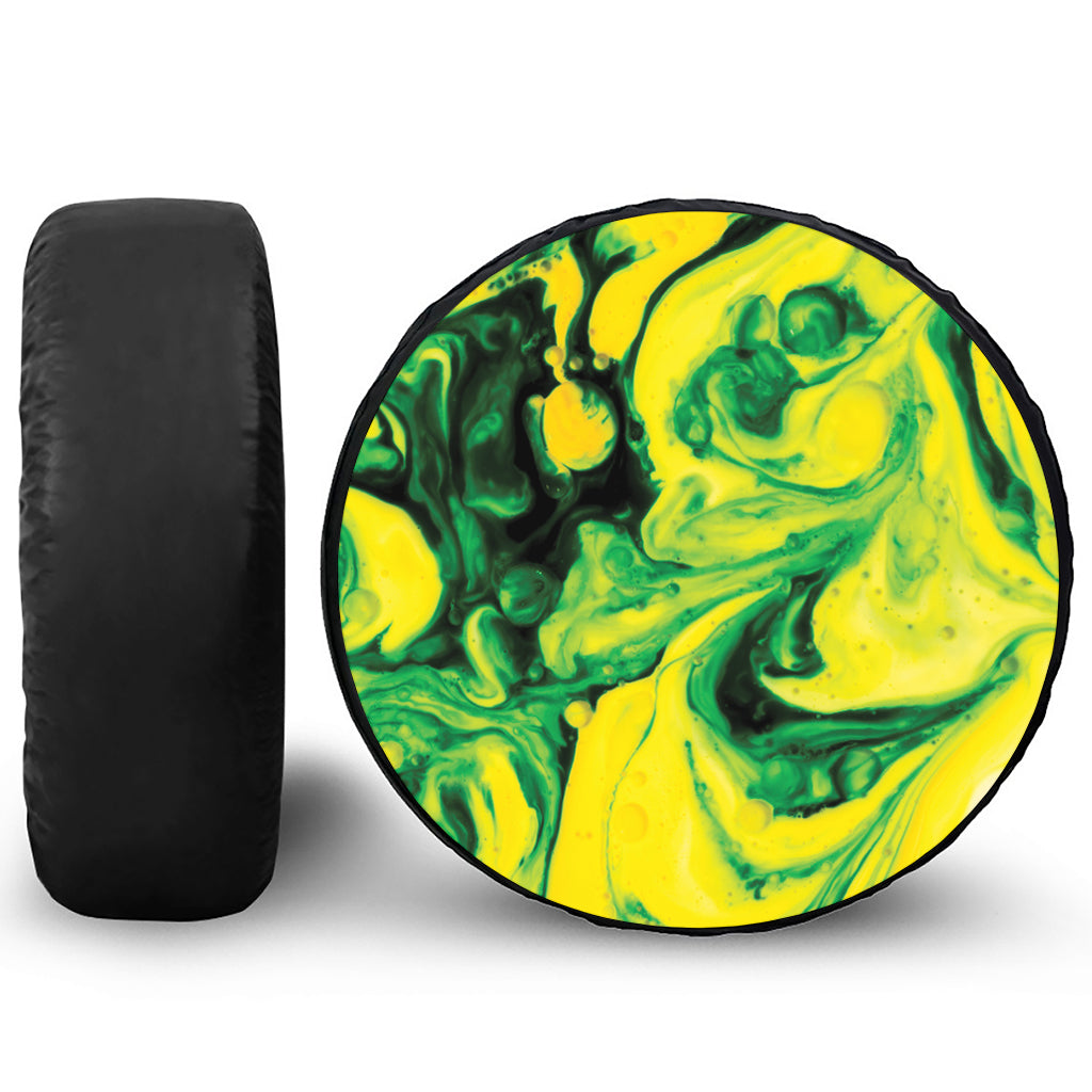Yellow And Green Acid Melt Print Tire Cover