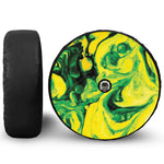 Yellow And Green Acid Melt Print Tire Cover With Camera Hole