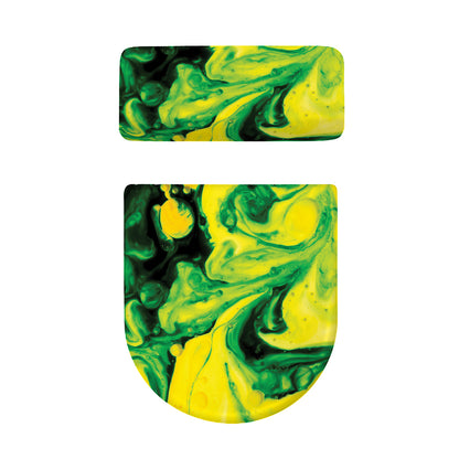 Yellow And Green Acid Melt Print Toilet Lid And Tank Cover Set