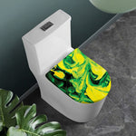 Yellow And Green Acid Melt Print Toilet Lid Cover