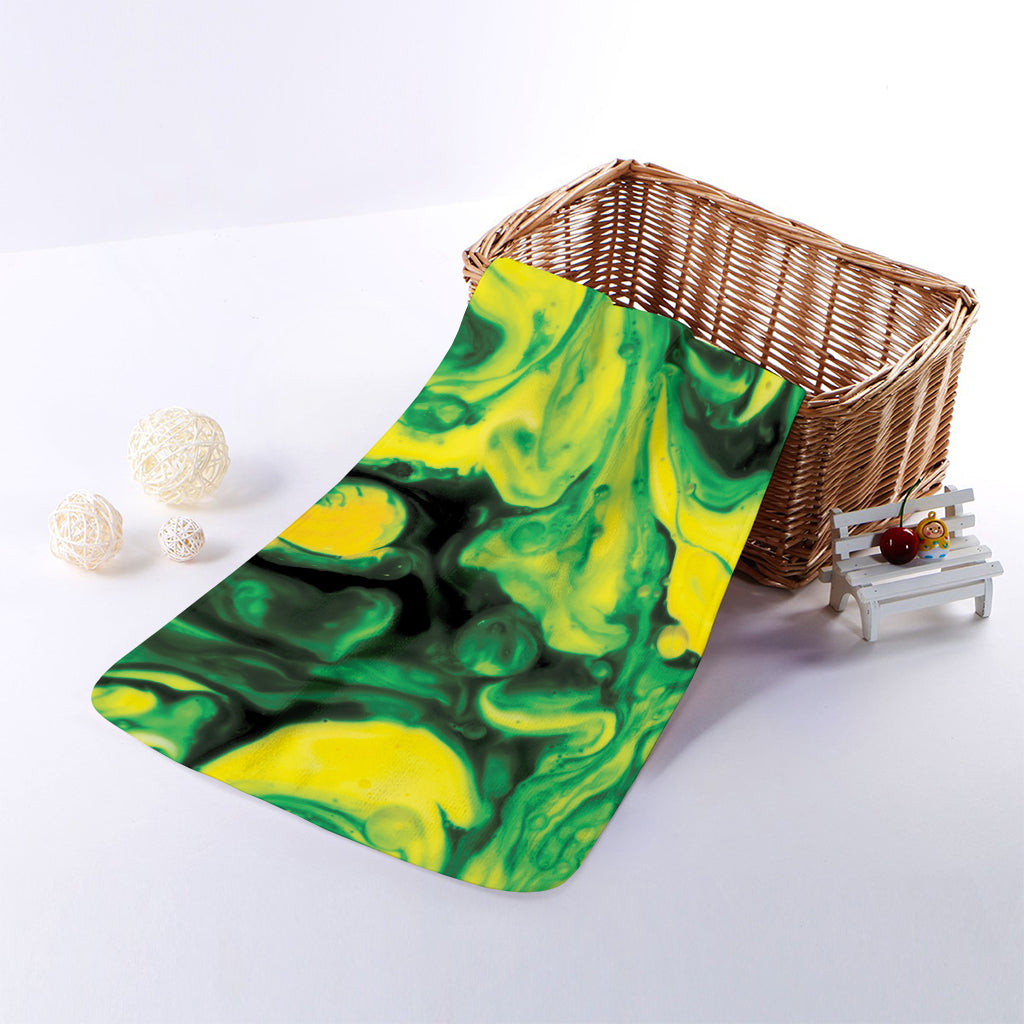 Yellow And Green Acid Melt Print Towel