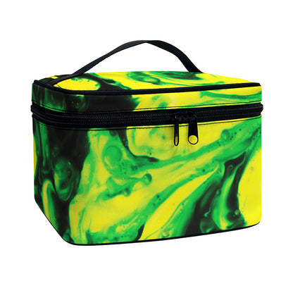 Yellow And Green Acid Melt Print Travel Makeup Bag