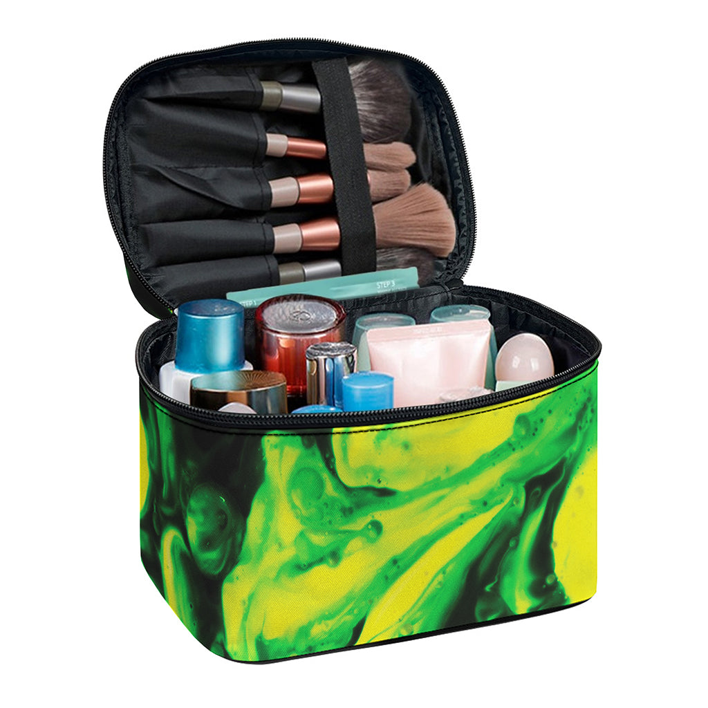 Yellow And Green Acid Melt Print Travel Makeup Bag