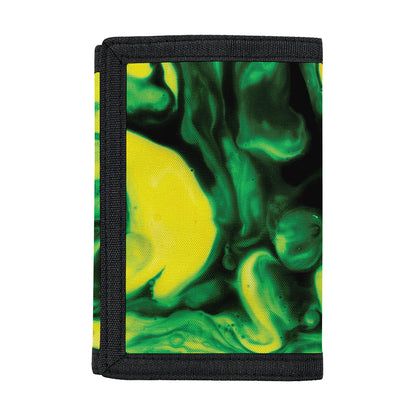 Yellow And Green Acid Melt Print Trifold Wallet
