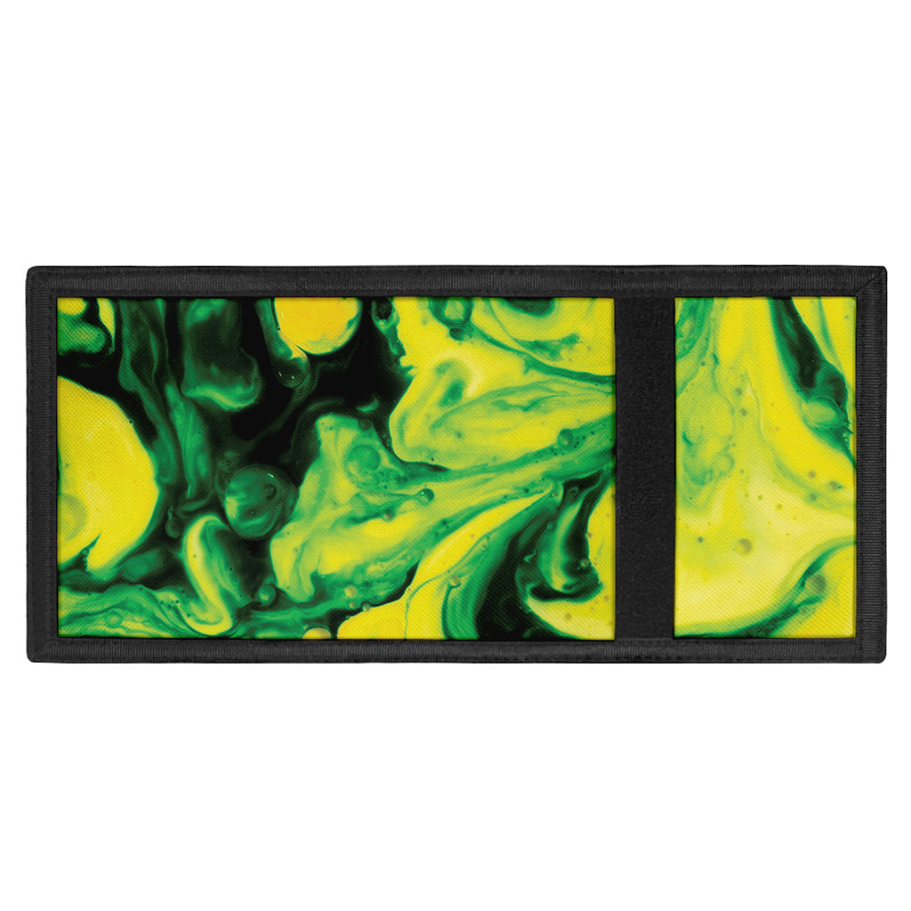Yellow And Green Acid Melt Print Trifold Wallet