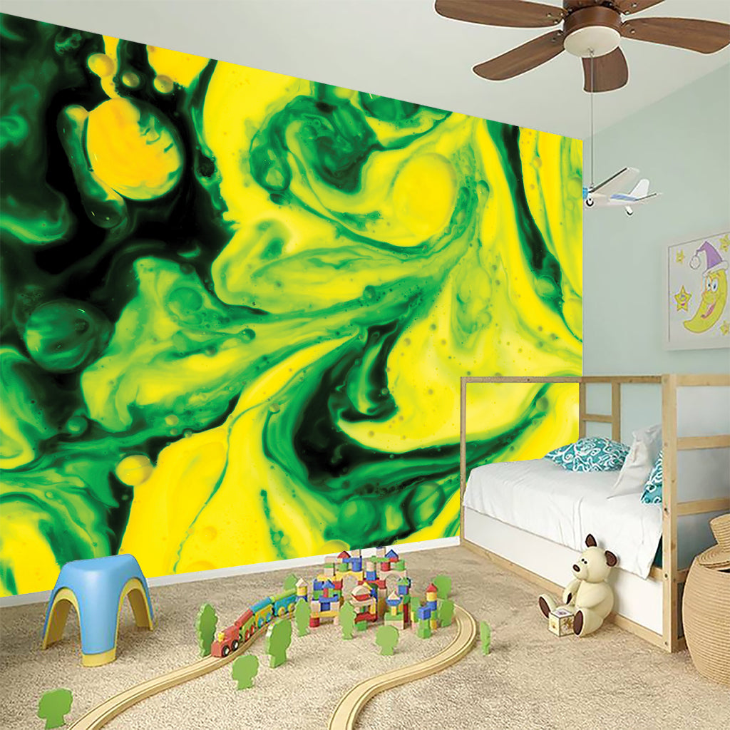 Yellow And Green Acid Melt Print Wall Sticker