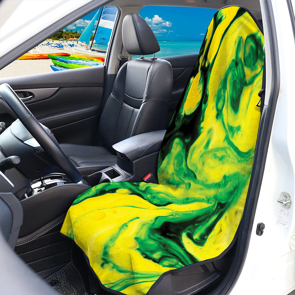 Yellow And Green Acid Melt Print Waterproof Car Seat Cover