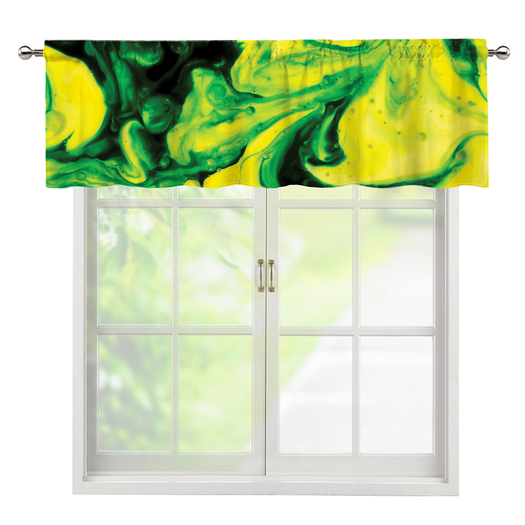 Yellow And Green Acid Melt Print Window Valance