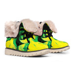 Yellow And Green Acid Melt Print Winter Boots