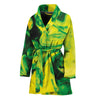 Yellow And Green Acid Melt Print Women's Bathrobe