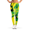 Yellow And Green Acid Melt Print Women's Leggings