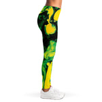 Yellow And Green Acid Melt Print Women's Leggings