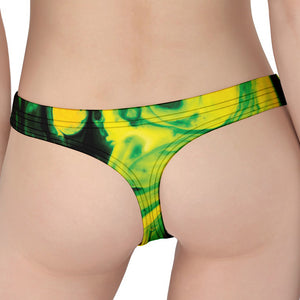 Yellow And Green Acid Melt Print Women's Thong