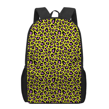 Yellow And Purple Leopard Pattern Print 17 Inch Backpack