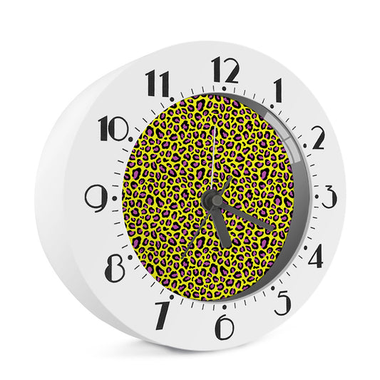 Yellow And Purple Leopard Pattern Print Alarm Clock