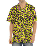 Yellow And Purple Leopard Pattern Print Aloha Shirt
