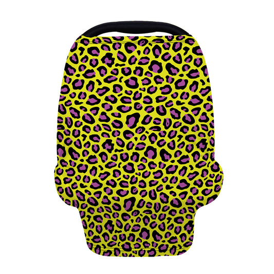 Yellow And Purple Leopard Pattern Print Baby Seat Cover