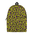 Yellow And Purple Leopard Pattern Print School Backpack