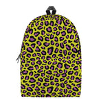Yellow And Purple Leopard Pattern Print Backpack
