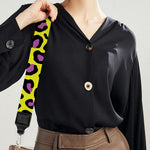 Yellow And Purple Leopard Pattern Print Bag Strap