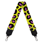 Yellow And Purple Leopard Pattern Print Bag Strap