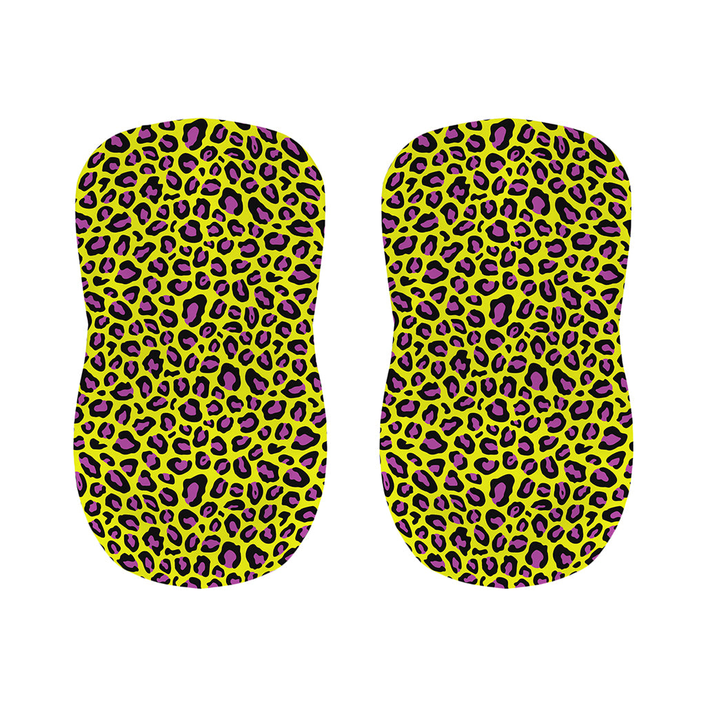 Yellow And Purple Leopard Pattern Print Bar Stool Covers