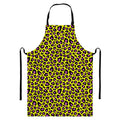 Yellow And Purple Leopard Pattern Print Bib Apron With Pocket