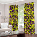 Yellow And Purple Leopard Pattern Print Dimout Grommet Curtains