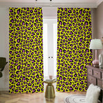 Yellow And Purple Leopard Pattern Print Blackout Pencil Pleat Curtains