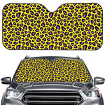 Yellow And Purple Leopard Pattern Print Car Windshield Sun Shade