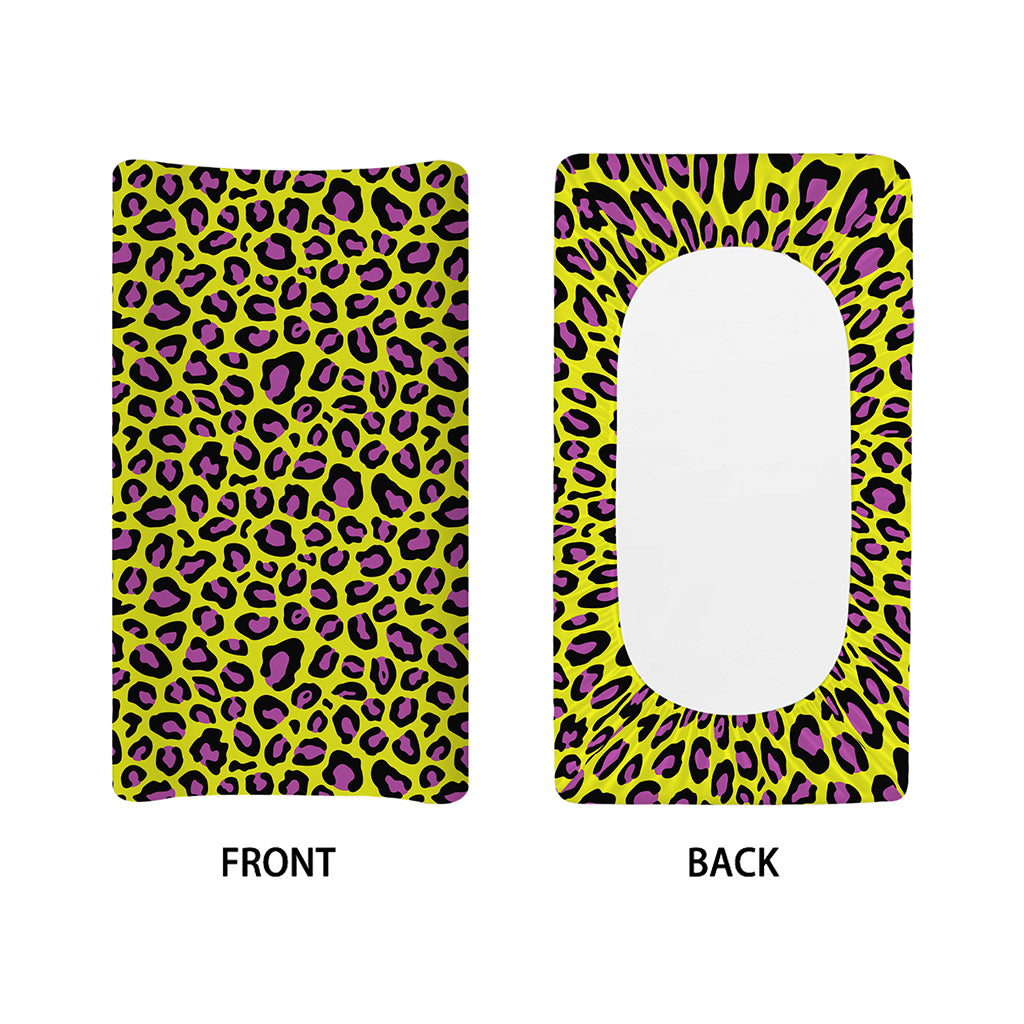 Yellow And Purple Leopard Pattern Print Changing Pad Cover