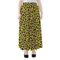 Yellow And Purple Leopard Pattern Print Chiffon Maxi Skirt