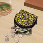 Yellow And Purple Leopard Pattern Print Coin Purse