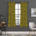 Yellow And Purple Leopard Pattern Print Curtain