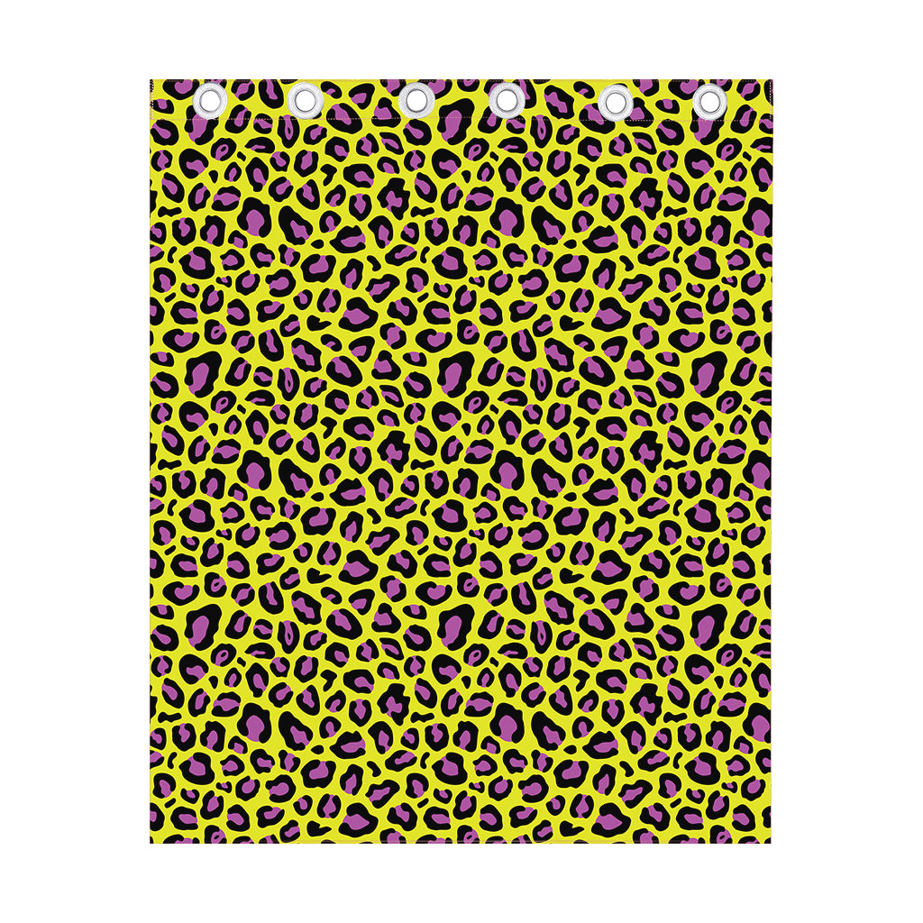 Yellow And Purple Leopard Pattern Print Curtain