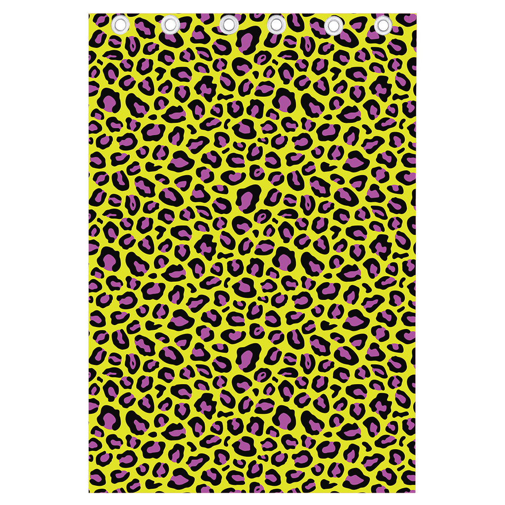 Yellow And Purple Leopard Pattern Print Curtain