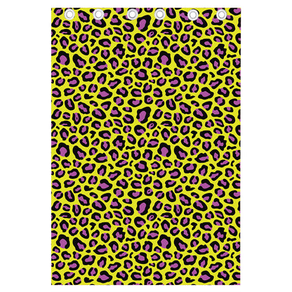 Yellow And Purple Leopard Pattern Print Curtain