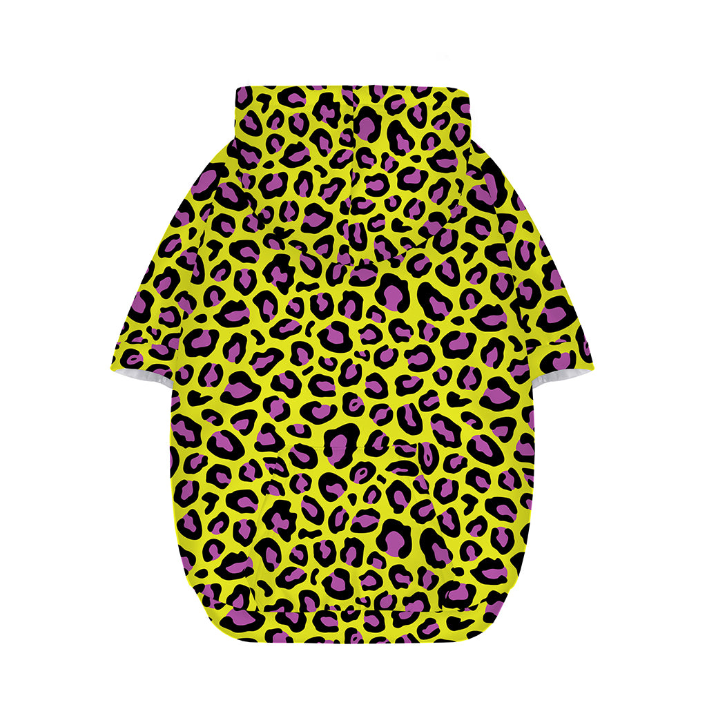 Yellow And Purple Leopard Pattern Print Dog Zip Up Hoodie